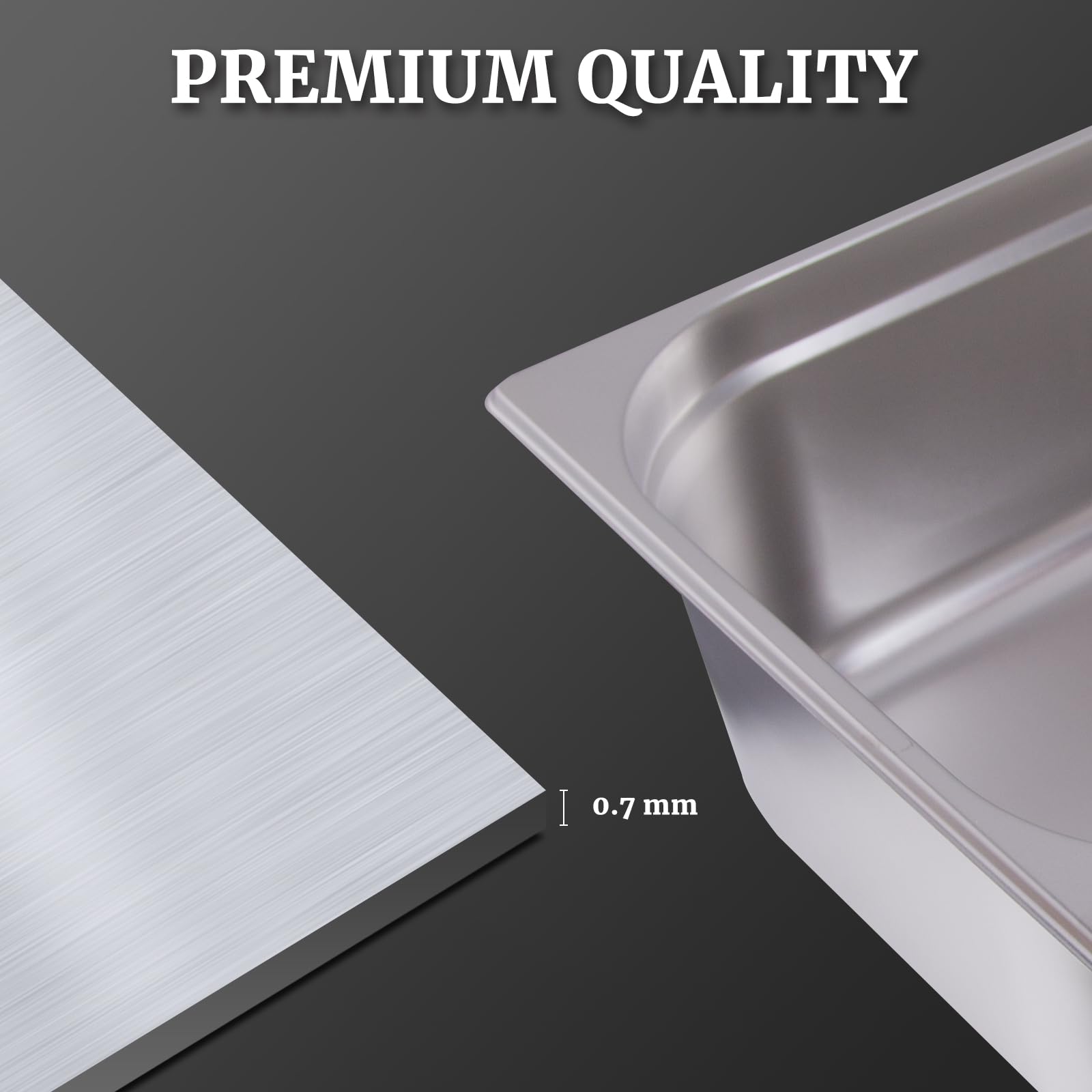 Clivia 1/3 Size Stainless Steel Food Pans,6"Deep Food Containers- Pack of 6 - Image 6
