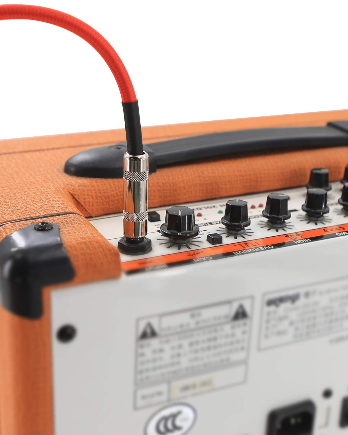 10Feet Professional Guitar Instrument Cable with a red Tweed Coat Angle 1/4 Inch TS to Straight 1/4 Inch TS - Image 6
