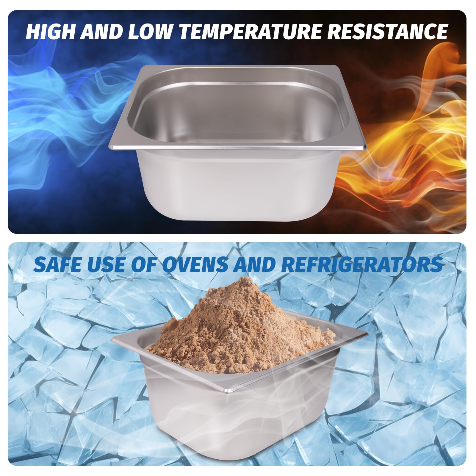 Clivia 1/2 Size Stainless Steel Food Pans,6"Deep Food Containers- Pack of 6 - Image 5