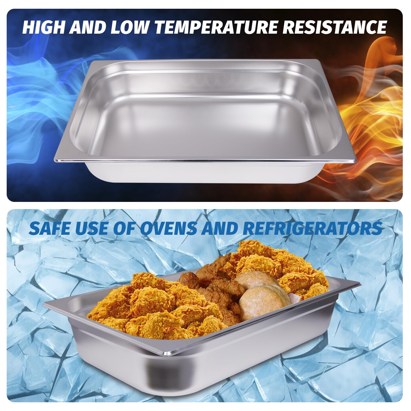 Clivia Hotel Pans Full Size 4inch Deep 1/1 Stainless Steel Steam Table Pans 6Pack - Image 5