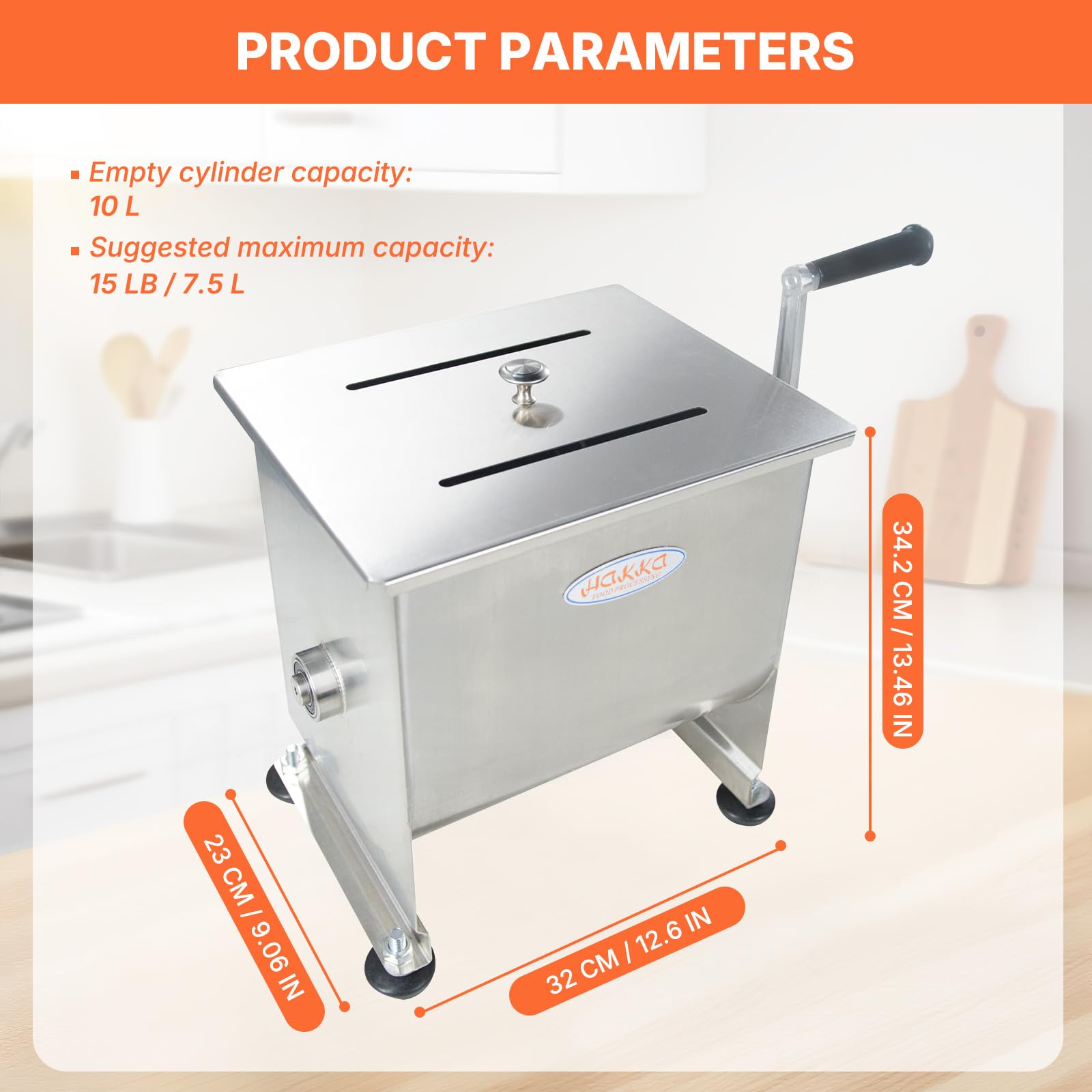 MorganGastro 15lb/7.5L Capacity Tank Commercial Manual Meat Mixer Sausage Mixing Machine - Image 2