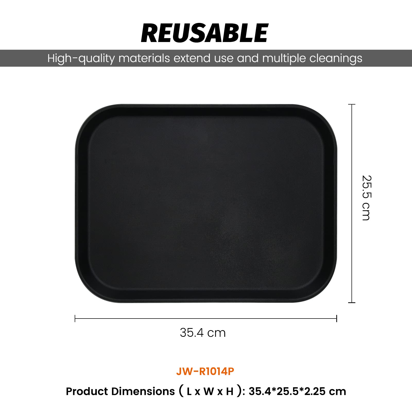 Clivia 6 Pack Restaurant Grade Non-Slip Tray, Fiberglass Serving Trays, Rectangular,13.9X 10Inch, Plastic, Black - Image 7