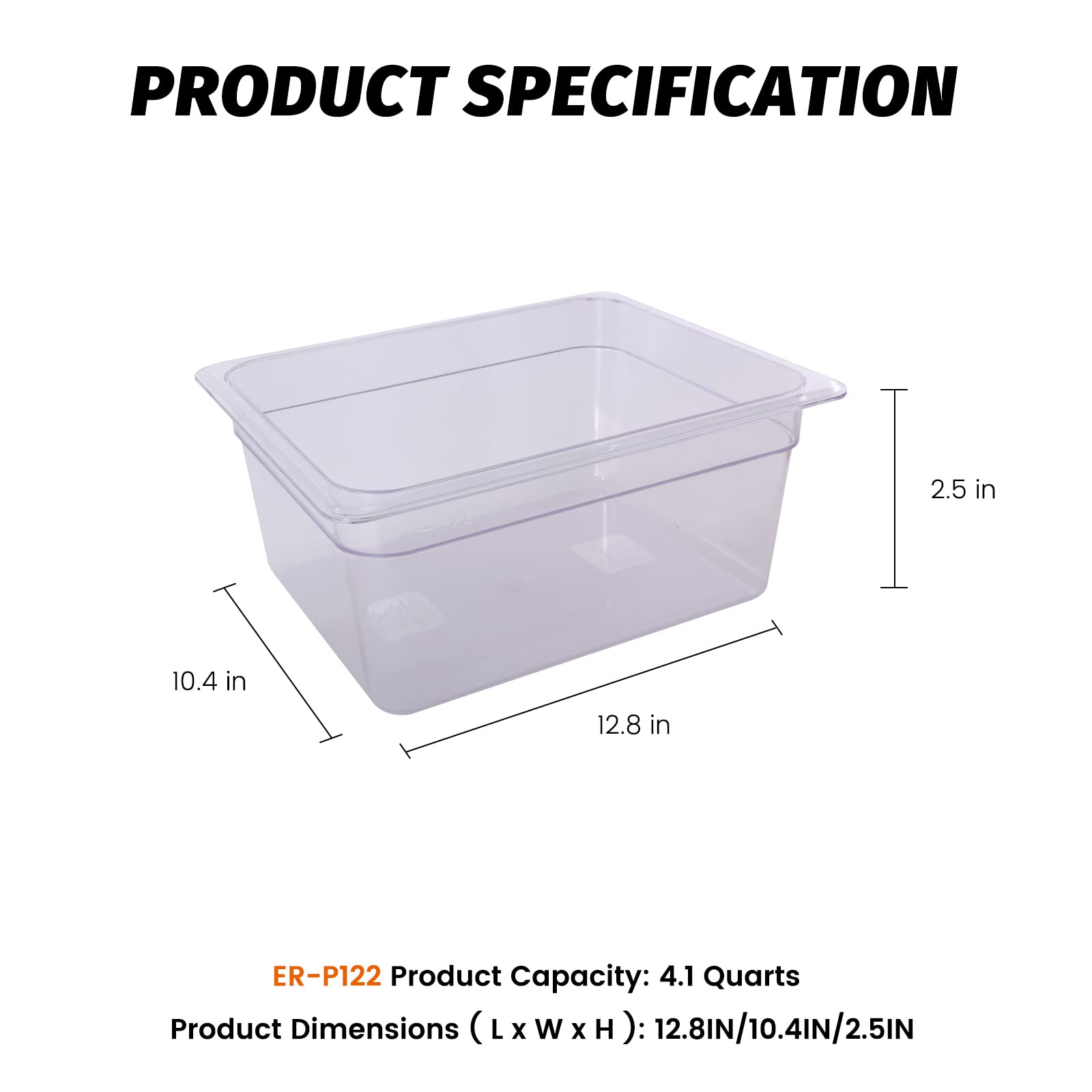 Clivia 6-Pack Food Pan Half Size Clear Polycarbonate Food Pans 1/2 Size 4" Deep Commercial Hotel Pans for Party, Restaurant, Hotel - Image 2