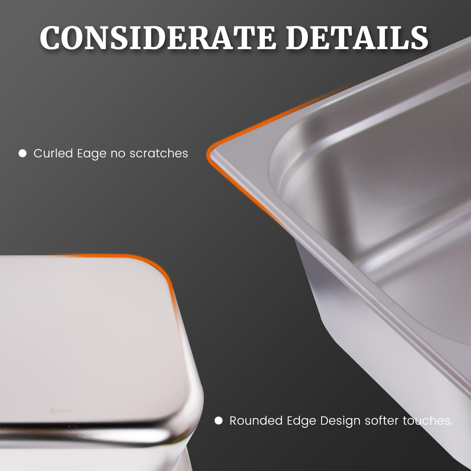 Clivia 1/3 Size Stainless Steel Food Pans,6"Deep Food Containers- Pack of 6 - Image 7