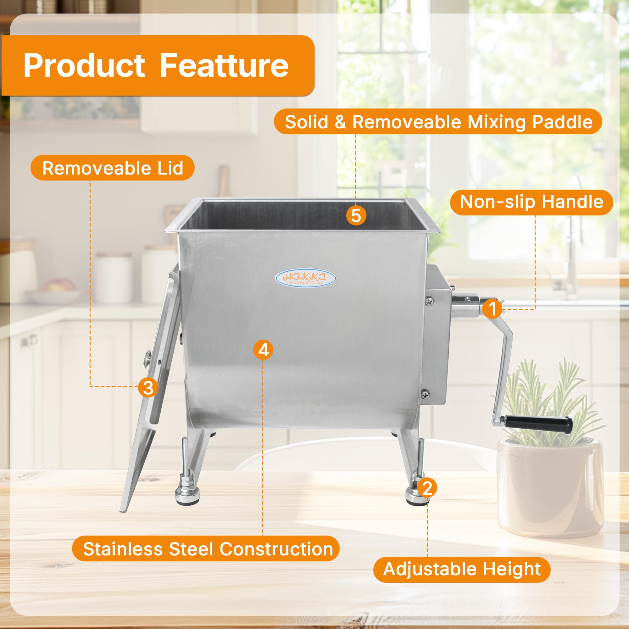 MorganGastro 45L/90lb Manual Meat Mixer Stainless Steel Hopper Food Mixer Machine - Image 6