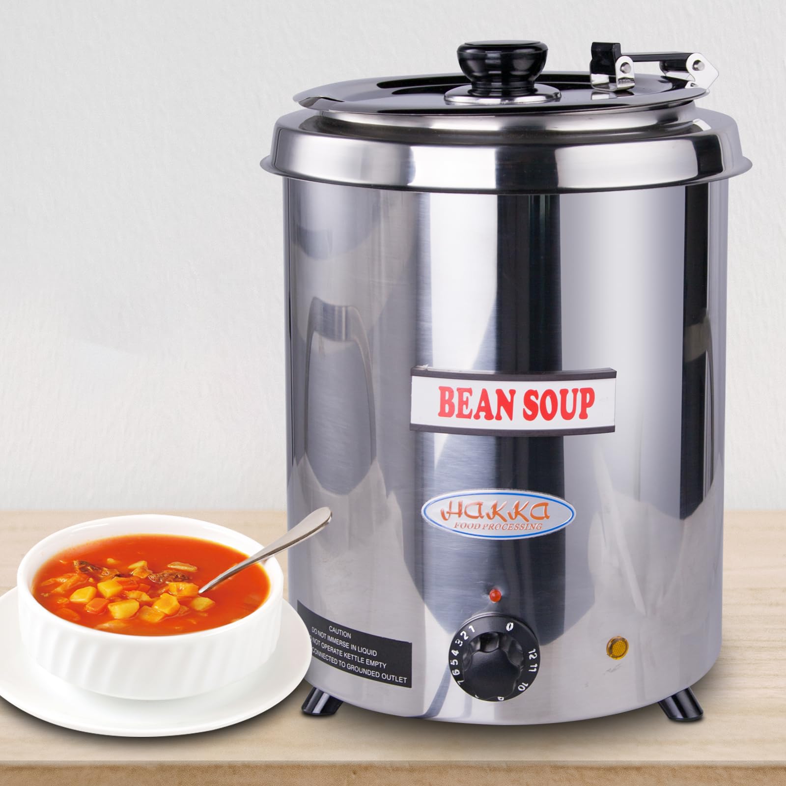EasyRose 6Qt Soup Warmer Commercial Soup Kettle Warmer with Hinged Lid and Detachable Stainless Steel Pot