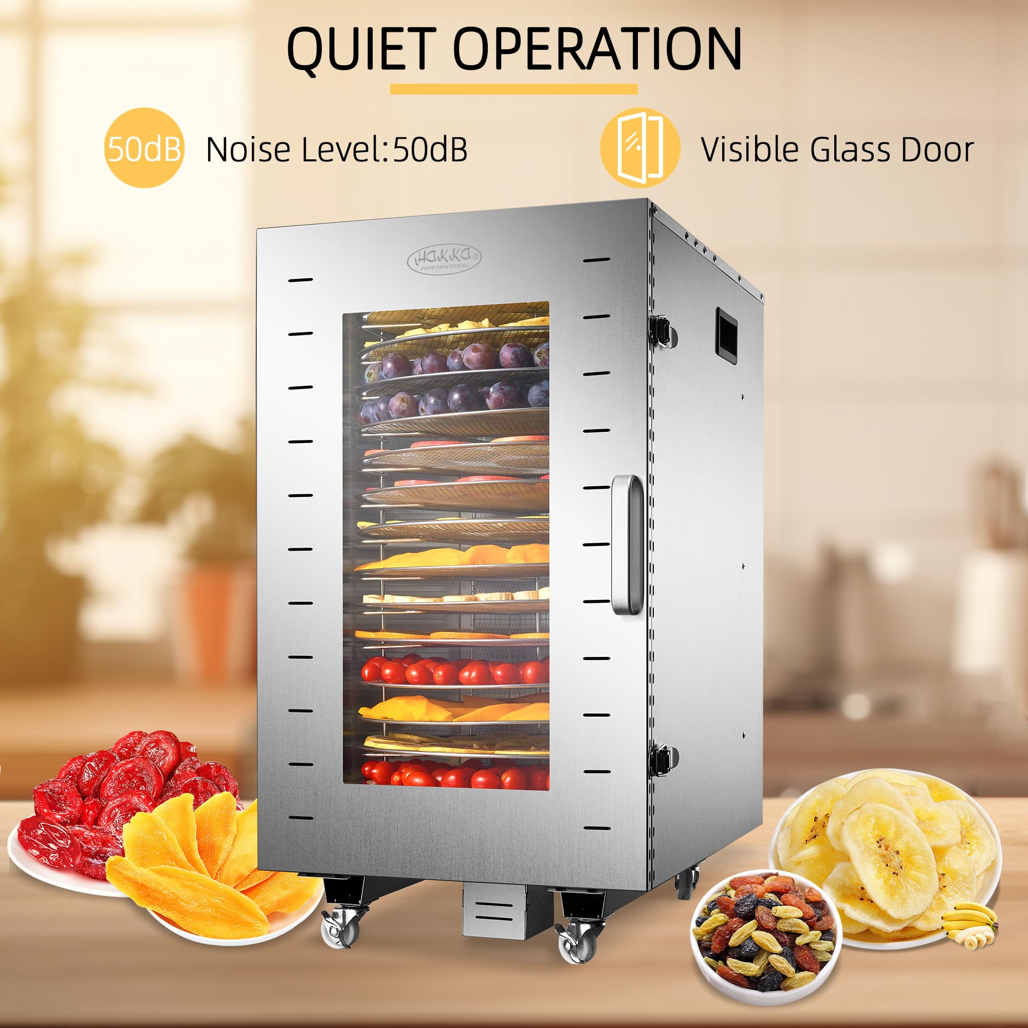 MorganGastro Food Dehydrator 16 Trays Stainless Steel 360° Rotation Meat Jerky Dryer - Image 8