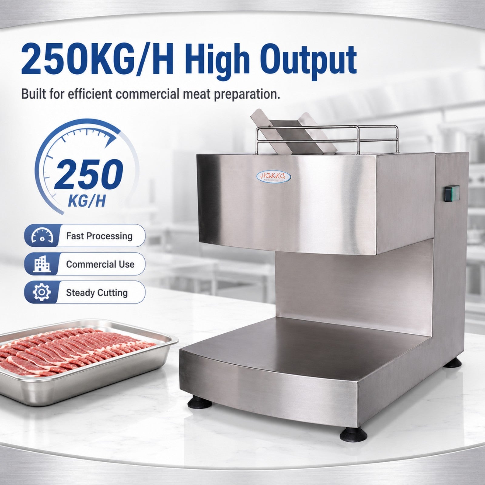 MorganGastro 250KG/H Commercial Meat Cutting Machine 750W Stainless Steel Meat Cutter Slicer - Image 4