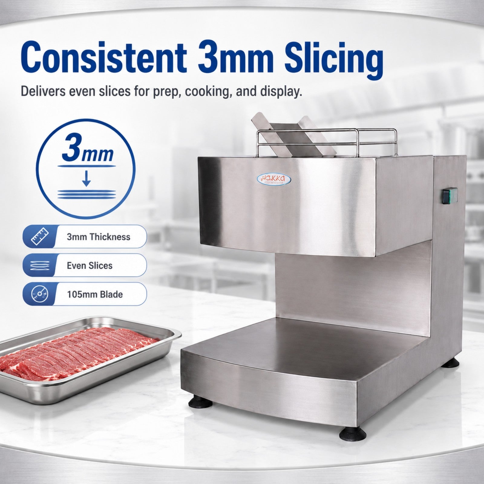MorganGastro 250KG/H Commercial Meat Cutting Machine 750W Stainless Steel Meat Cutter Slicer - Image 3
