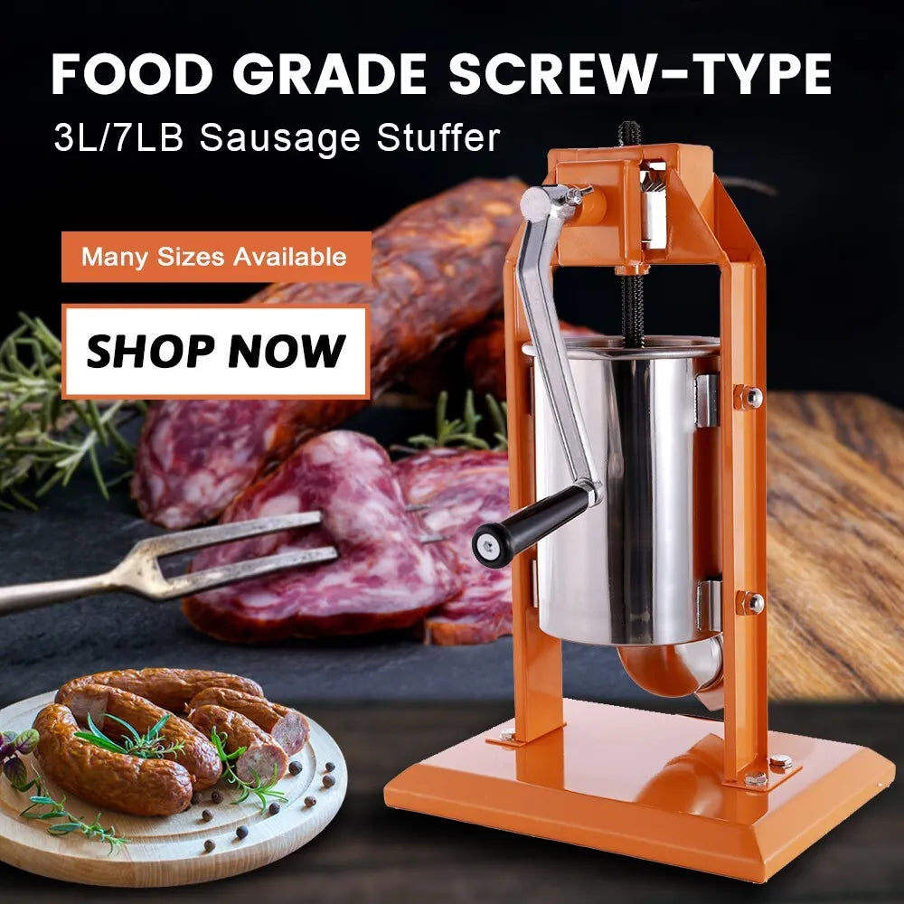 MorganGastro Sausage Stuffer 7Lb/3L Screw-type Spray-painted Sausage Maker(ST-V3)