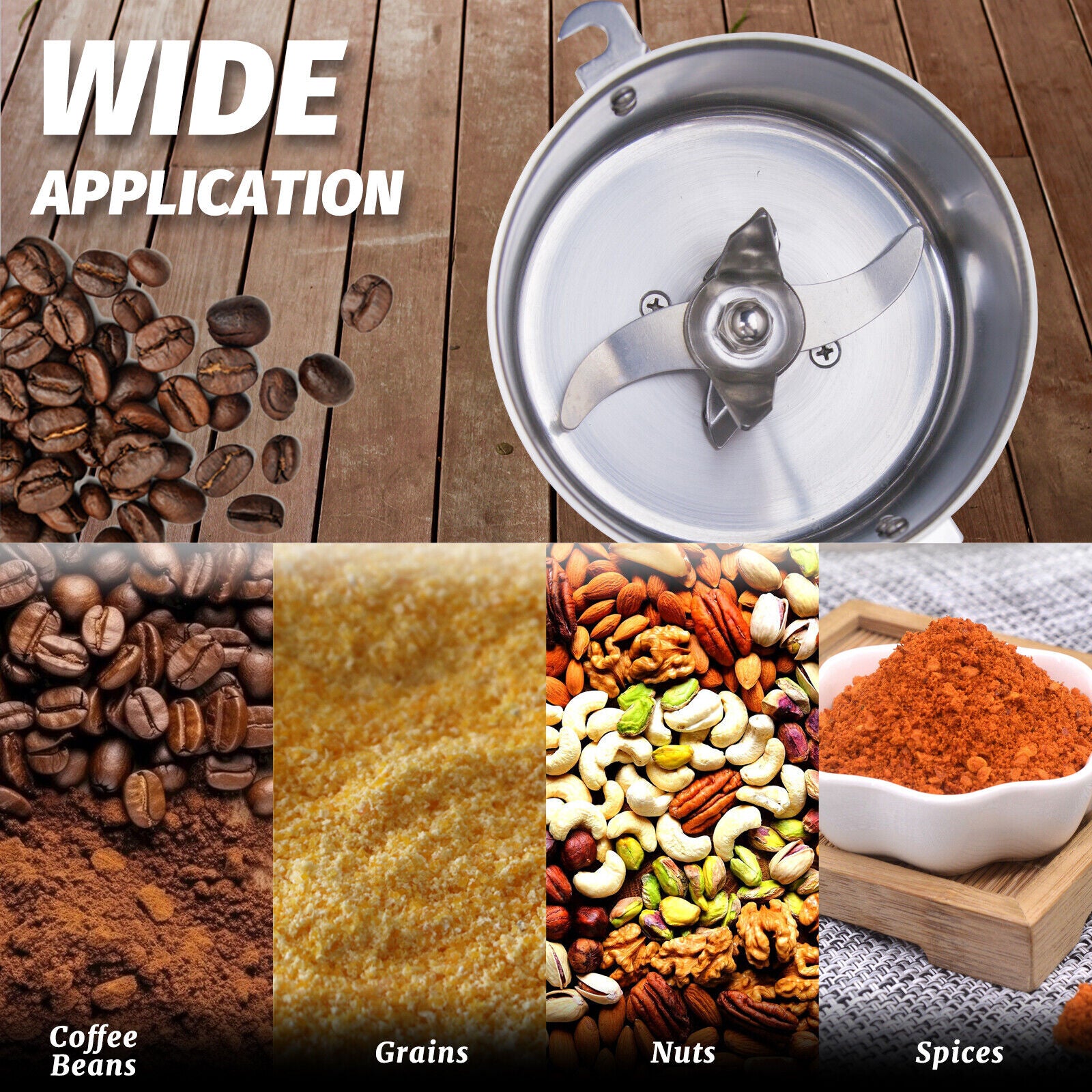 MorganGastro Grain Mill 300g High Speed Food Electric Stainless Steel Powder MillSeeds Flour Nut Pill Wheat Corn Herbs Spices Powder Machine,1500W - Image 7