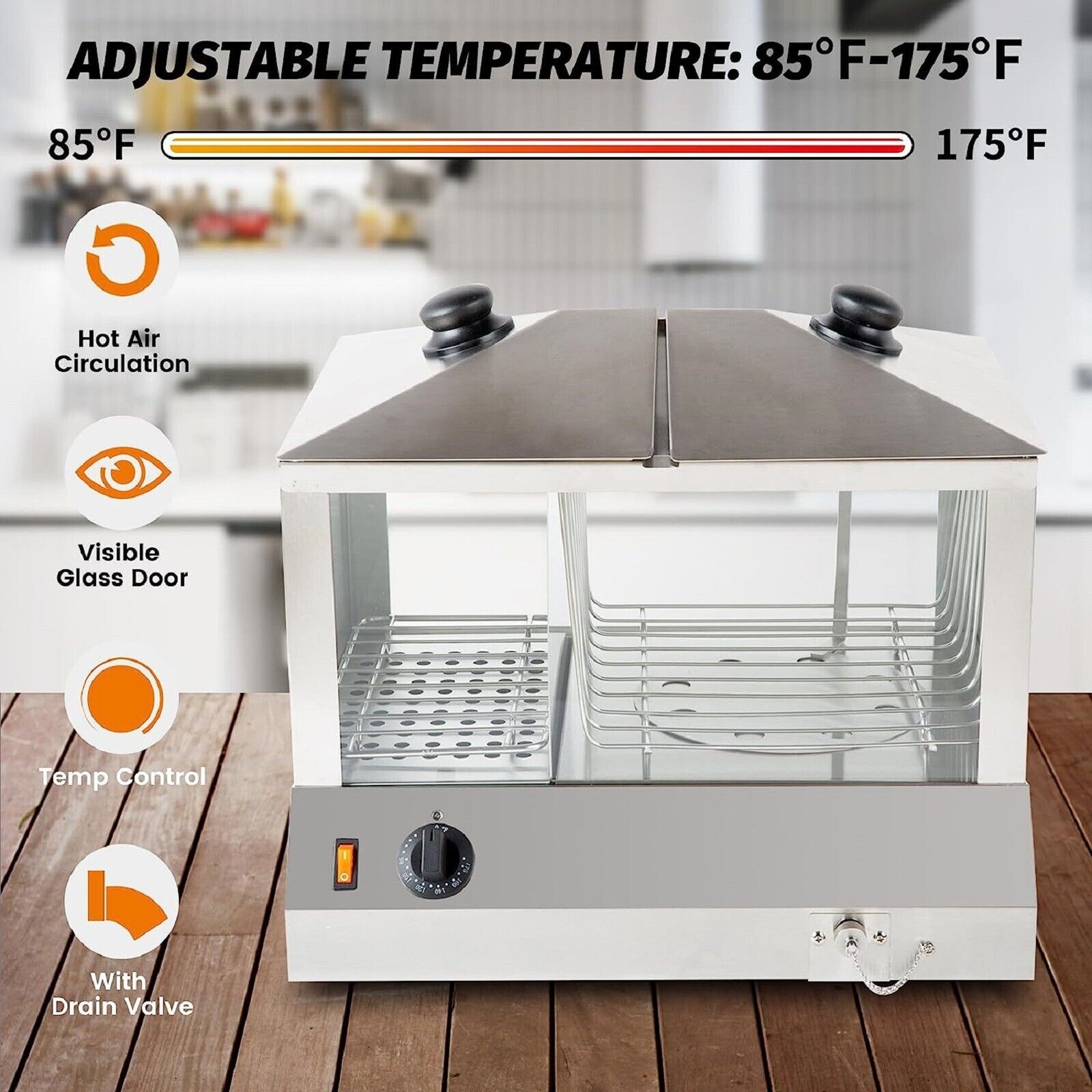 EasyRose Commercial 200 Hot Dog Steamer and 48 Bun Warmer, 1300W Countertop Cooker Machine - Image 5