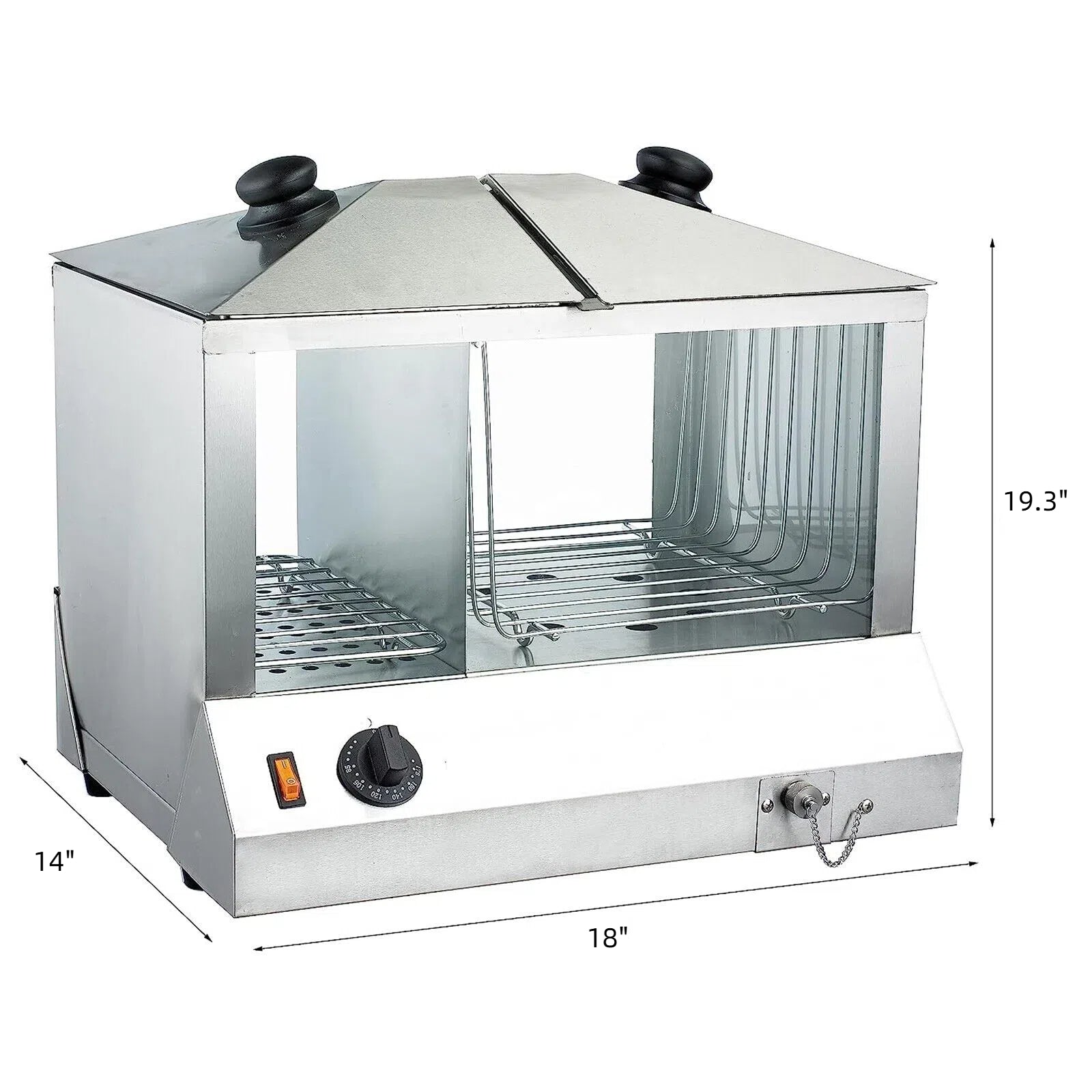 EasyRose Commercial 200 Hot Dog Steamer and 48 Bun Warmer, 1300W Countertop Cooker Machine - Image 2