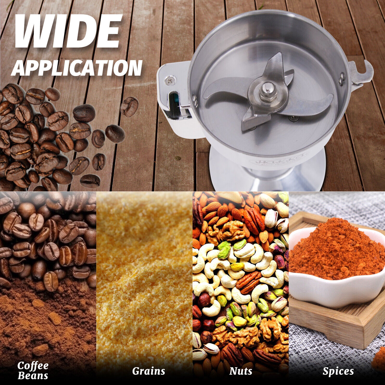 MorganGastro Grain Mill 400g High Speed Food Electric Stainless Steel Powder MillSeeds Flour Nut Pill Wheat Corn Herbs Spices Powder Machine,1800W - Image 6